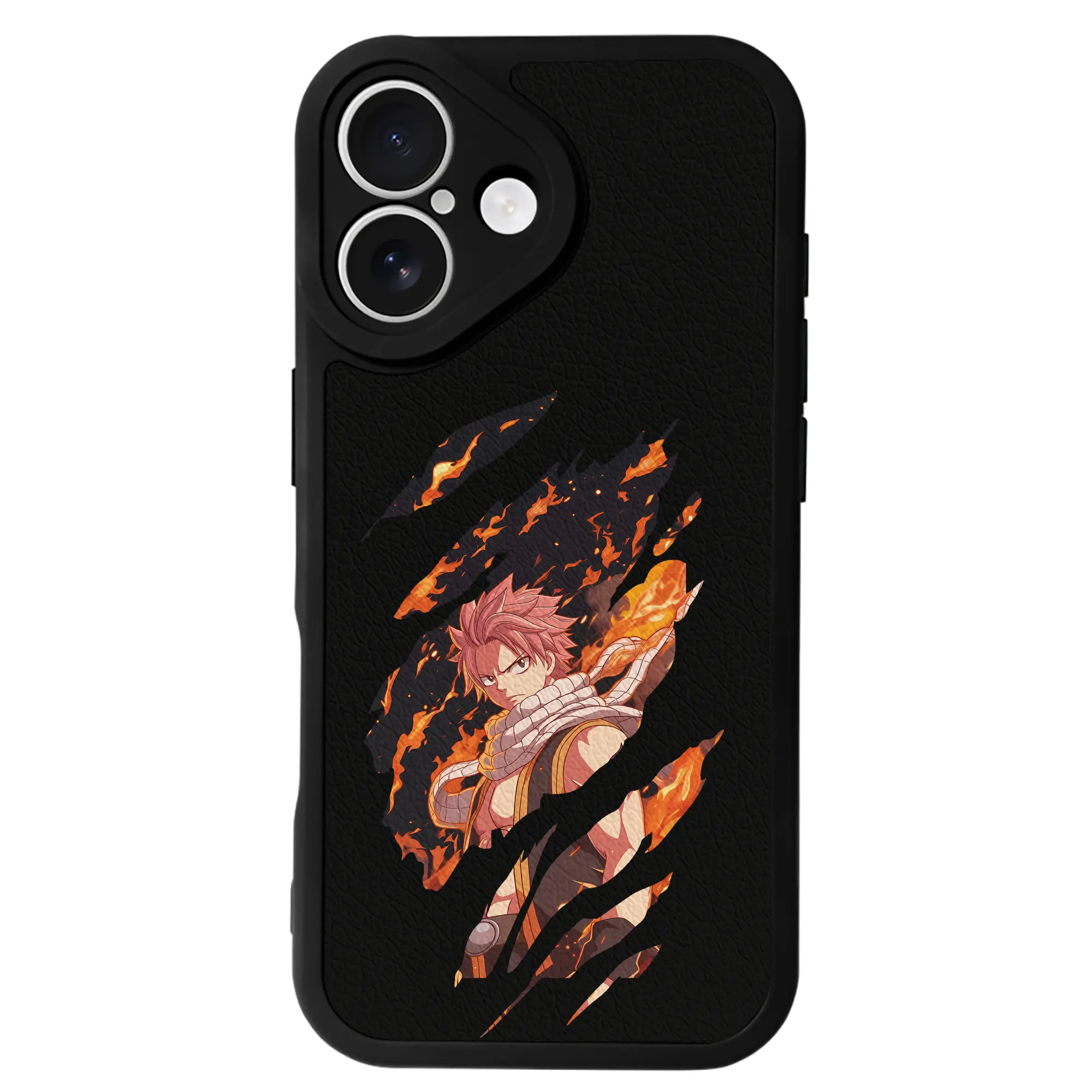 フェアリーテイル グッズ ナツ・ドラグニル - IPhone 16シリーズ対応 ・ シリコンスマホケース ・ レザー調 ・ 高精度フィット ・ 耐衝撃 ・ ワイヤレス充電対応 ・ 精密カット